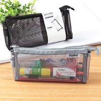 Foska Nylon Net Fil Facile et Simple Étudiant Bureau Crayon Sac avec Fermeture Éclair Lisse Grande Capacité Crayon Cas De Stockage