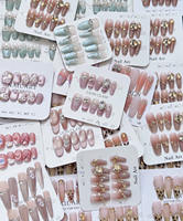 Uñas postizas de lujo hechas a mano, largas, personalizadas, de acrílico, con forma de ataúd cuadrado, cobertura completa, de alta calidad, estilo stiletto, con diseño de mariposa.