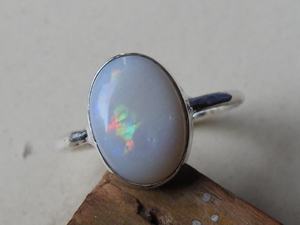 Australian Solid <b>Opal</b> 11x8mm Bezel Setting Wedding <b>Ring</b>-<b>Silver</b>-October Birthstone-5US Size-Handmade Jewelry Gift - Product Image 3