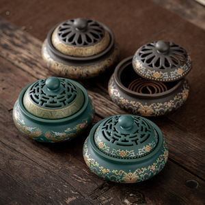 Quemador de Incienso de Cerámica con Esmalte Cloisonné, Soporte para Aromaterapia, Diseño de Flujo Invertido, Estilo Clásico, Marca <span class=keywords><strong>Yu</strong></span> <span class=keywords><strong>Bo</strong></span>, Hecho a Mano - Product Image 1