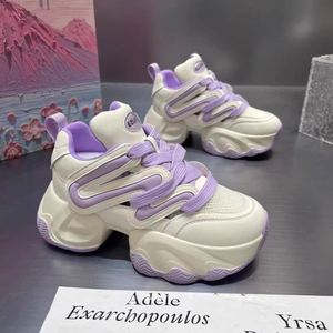 2026 New Summer European Style Dad Shoes, Color-<b>block</b> Design, Breathable Mesh Upper, Trendy Thick Sole Platform Footwear - Product Image 4