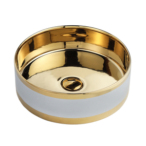 Lavabo pour <span class=keywords><strong>table</strong></span> rond plaqué or, en céramique, vasque <span class=keywords><strong>de</strong></span> luxe, pour salle <span class=keywords><strong>de</strong></span> bains, lavabo pour visage, <span class=keywords><strong>doré</strong></span> - Product Image 2
