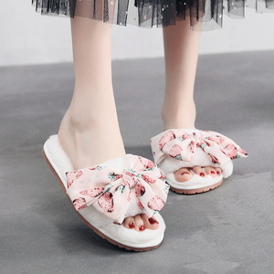 Pantofole Invernali da Donna con Fiocco, Scarpe da Interno in Finta Pelliccia, Ciabatte Morbide e Pelose per Ragazze, Pantofole da Camera - Product Image 3