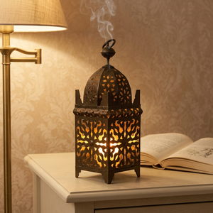 Lanterne marocaine classique avec finition bronze antique, design métallique décoratif pour une décoration intérieure intemporelle - Product Image 1
