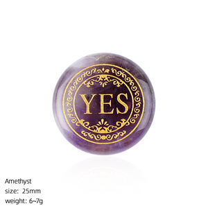 Pierre de décision en pierre naturelle 25 mm, <span class=keywords><strong>Agate</strong></span> ronde gravée double face Oui/Non, Pierre de choix semi-précieuse, Vente en gros - Product Image 5