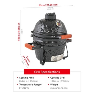 Barbecue Kamado en céramique SEB <span class=keywords><strong>de</strong></span> 13 pouces, <span class=keywords><strong>noir</strong></span>, au charbon <span class=keywords><strong>de</strong></span> bois, compact, pour l'extérieur, style œuf, idéal comme cadeau, pour table - Product Image 2