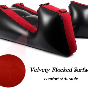 PVC Inflatable <b>Sofa</b> <b>Bed</b> Inflatable Red <b>Sofa</b> with Household Air Pump Portable Lounge <b>Chair</b> Relaxation Tools for Bedroom - Product Image 3
