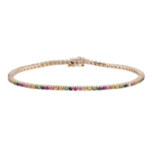 LOZRUNVE 925 Plata oro multicolor Arco Iris piedra CZ eternidad pulsera de tenis - Product Image 1