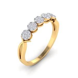 Anillos de Diamantes Cultivados en Laboratorio con Corte Vintage para Mujer, Oro Blanco con Engaste de Canal, Baño de Rodio, Forma de Flor, Anillo de Boda, Certificado IGI - Product Image 1