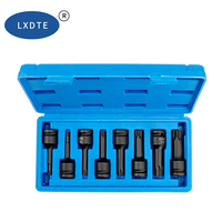 Juego de Llaves de Impacto Torx de Acero Cr-Mo LXD de 8 Piezas, 1/2'', T30-T80, Fosfato Negro, Kit de Herramientas Profesional con Llave de Trinquete