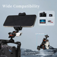 Mini bras magique avec doubles rotules, adaptateurs de vis 1/4 pouce, support universel pour moniteur DSLR 360 °   Support articulé rotatif