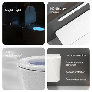 Vente chaude Ensemble de toilettes intelligentes de haute qualité Réservoir encastré Dos au mur Salle de bain <span class=keywords><strong>WC</strong></span> sans réservoir Rond Télé<span class=keywords><strong>commande</strong></span> incluse - Product Image 4