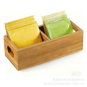 Solid Wood <b>Tea</b> Bag Organizer Rectangle Open-top Compartment Storage <b>Box</b> Desktop Drawer Organizer - Product Image 5