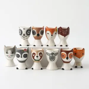 Kitchen Baking Accessories Egg Portable Cup Holder Lovely Animal Shaped Ceramic Egg Cup Egg Holder