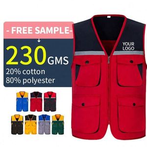 Gilet en velours extensible réfléchissant multi-poches style mode avec logo personnalisé sans manches pour homme, idéal pour la photographie, la pêche et l'escalade - Product Image 5