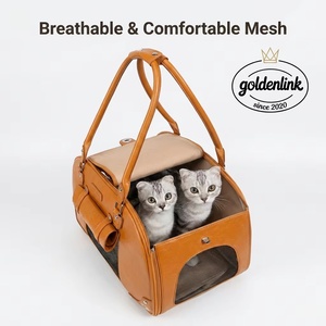 Sac de transport pour <span class=keywords><strong>animaux</strong></span> de compagnie en cuir PU de style professionnel moderne haut de gamme, <span class=keywords><strong>avec</strong></span> fermeture éclair, pour petits <span class=keywords><strong>animaux</strong></span>, élégant pour les voyages - Product Image 4