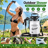 Kit de pompe de douche portable haute pression 5L avec tuyau amovible pour le camping, la plage, le jardin, le lavage de voiture et le nettoyage