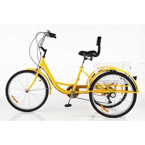 Triciclo para Adultos Desco de 26 Pulgadas Amarillo con Cesta para Pasajeros - Product Image 4
