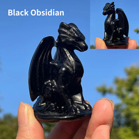 Vente en gros de sculptures en pierre de cristal naturel en forme de dragon, figurines de dragon volant personnalisées, artisanat rayé de haute qualité, décoration