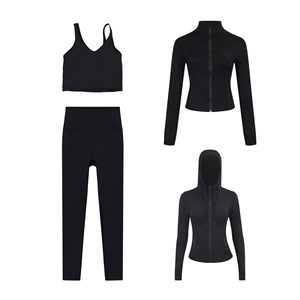 Hot Sale Women's <b>Yoga</b> Sets Breathable 4-Piece Long Sleeve Gym Training Clothes <b>Yoga</b> Tight <b>Jacket</b> Fitness Sports Shorts Workout - Product Image 1