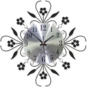 Floral Wrought Iron <b>Wall</b> <b>Clock</b> Silent Quartz Round Decorative Hanging <b>Clock</b> for <b>Living</b> <b>Room</b> Bedroom - Product Image 1
