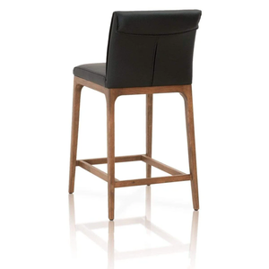  Alex Counter <b>Stool</b> Leather/ Solid Oak <b>wood</b> Walnut finish Durable High Bar <b>Stool</b> for Home Bar & Dining Room - Product Image 2