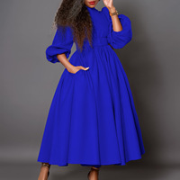 D491 # dernière conception robes élégantes femmes décontracté col rond trois quarts manches enveloppement taille mince a-ligne dames robes de bureau