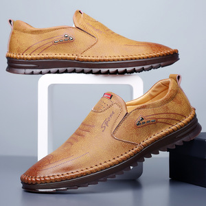 Zapatos Casuales Sin Cordones para Hombre, Color Blanco, Punta Redonda, Cuero Vacuno, Forro de PU Transpirable, Logotipo Grabado, Suela de Goma, Estilo para Caminar - Product Image 4