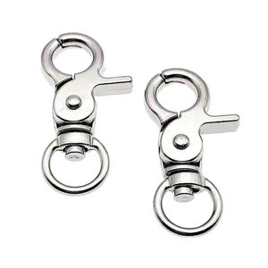 Mousqueton en alliage de zinc 45 mm argent/or/noir pour laisse de chien/animal de compagnie avec porte-clés pivotant - Product Image 1