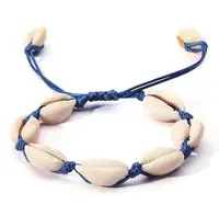 Очаровательный натуральный красочный пляжный плетеный браслет из ракушек с восковой нитью Регулируемый оптовая продажа для взрослых