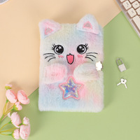 Journal de chat moelleux coloré Adorable cahier d'animal avec journal moelleux de serrure pour l'écriture quotidienne