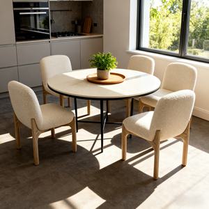 Mesa de Lujo con Base de Hierro Forjado Negro, Mesa de Comedor Redonda Moderna de Mármol Natural para 6 a 8 Personas - Product Image 2