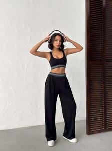 Conjuntos de Ropa de Verano Elegantes para Mujer, Atuendos de Club para Mujer, Top Deportivo Sexy con Relleno y Pantalones Anchos de Cintura Alta, Aloe Yoga - Product Image 2