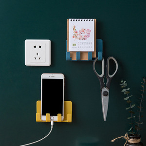 Wall-mounted Phone <b>Charging</b> Stand Yellow Suction Cup Installation <b>Cable</b> Organizer Desktop Storage Box - Product Image 1