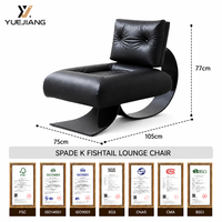 Fauteuil de salon ergonomique minimaliste en cuir véritable fait main, design queue de poisson, luxe léger, noir pêche, pour salle à manger, extérieur et salon