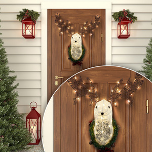 Decoración de Pared con Cabeza de Reno Rudolph Preiluminada en 3D, Guirnalda Navideña Colgante de Alambre de 39 Pulgadas, Decoración Tradicional para Interiores y Exteriores para Puerta Principal - Product Image 3