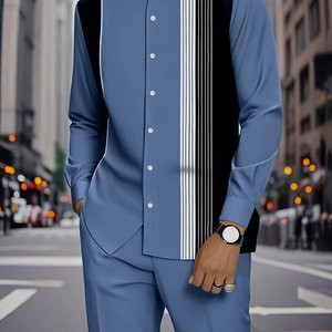 Conjunto de Ropa de Diseño de Alta Calidad para Hombre Africano, Estilo Retro, Conjunto Casual de Camisa y Pantalones, Otoño/<span class=keywords><strong>Invierno</strong></span>, Fábrica 2025 - Product Image 1