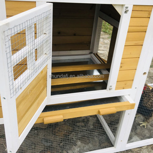 บ้านไก่กลางแจ้ง SDC029 สีเหลืองหรูหรา เป็นมิตรกับสิ่งแวดล้อม ทนทาน กันน้ำ ทำจากไม้ พร้อมลานวิ่งขนาดใหญ่ - Product Image 6