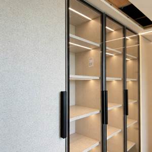 Nuevo Armario de Pared de Estilo Italiano Minimalista de Lujo con Marco Negro, Puerta de Vidrio e Iluminación Integrada - Product Image 3