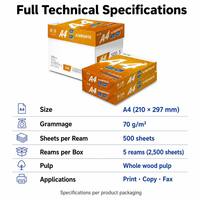 Papier copie blanc brillant de qualité supérieure A3/A4, grammage 70g/80g/m² au choix. 500 feuilles par paquet.