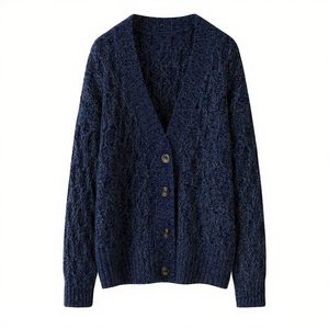 Áo len nữ OEM logo tùy chỉnh 100% len nguyên chất dày dặn, áo khoác len dài, cardigan nữ, áo len len rộng rãi nữ - Product Image 3