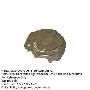 Gobricks Building Block GDS-2156 Accessoire pour mini-figurine Cheveux coiffés vers l'arrière avec légère frange arrière et frange latérale courte 25972 535762 - Product Image 2