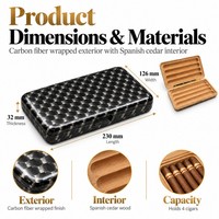 Étui à cigares de voyage de luxe en finition fibre de carbone, boîte à 4 cigares en cèdre espagnol pour collectionneurs et détaillants de cadeaux en UE et aux États-Unis