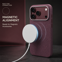 Étui de téléphone magnétique rouge bordeaux pour iPhone 18 Pro Max, fin, en fibre d'aramide, antichoc, protection de l'objectif de l'appareil photo