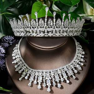 Hibride Dubai ชุดเครื่องประดับเจ้าสาวแบบไนจีเรียสำหรับผู้หญิงชุดเดรส N-1651สีทองคำขาวประดับเพชร CZ ชุดเดรส - Product Image 3