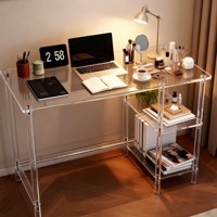 Escritorio de Oficina Exquisito de Fábrica, Escritorio de Computadora de Acrílico Personalizado, Mesa de Maquillaje Transparente de Tipo Abierto para Sala de Estar y Dormitorio