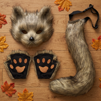 Ensemble de déguisement d'Halloween avec masque animal, griffes d'animaux, demi-masque en peluche, oreilles de renard, bandeau, queues et masques de fête
