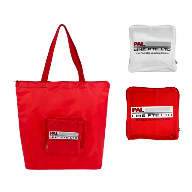 Factory Wholesale Convertible Polyester Shopping Grocery Bag Recycled Waterproof Fabric Portable Tote Bag With Zipper