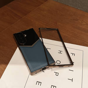 Funda de teléfono de cuero Mushang con bordes chapados de lujo para <span class=keywords><strong>Samsung</strong></span> Galaxy Z <span class=keywords><strong>Fold</strong></span> 7 6 5 4 <span class=keywords><strong>3</strong></span> con película de vidrio templado de pantalla frontal - Product Image 2