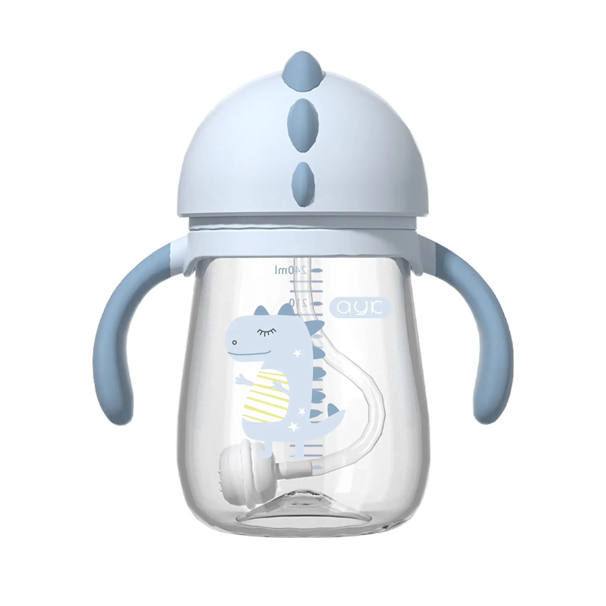 Botellas de agua de PP sin BPA con tapa abatible, correa de envoltura manejada, vasos de agua potable para alimentación infantil, taza de entrenamiento para bebé